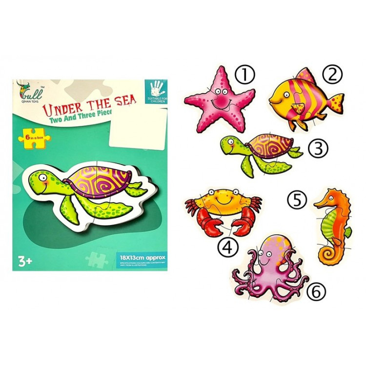 Puzzle - morské zvieratá - 6 kusov